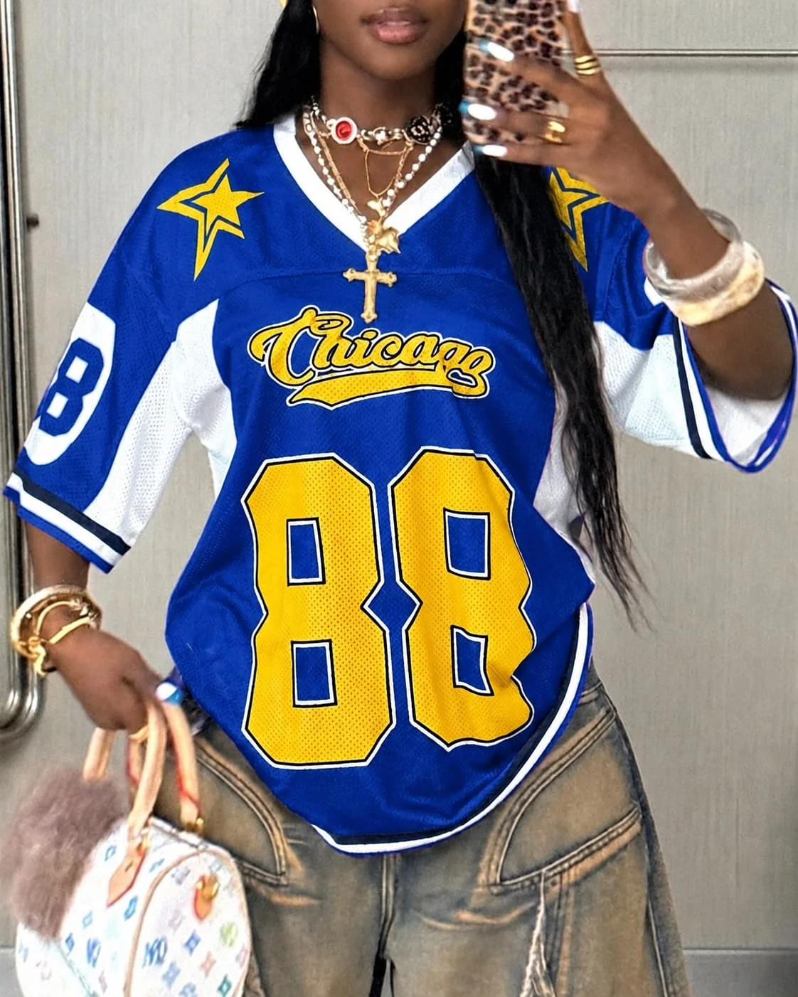 Summer Chicago 88 Star Jersey Print Women T Shirt Men Tee Girl Tshirt Top Children V Neck Quick Dry Short Sleeves Kids TShirt