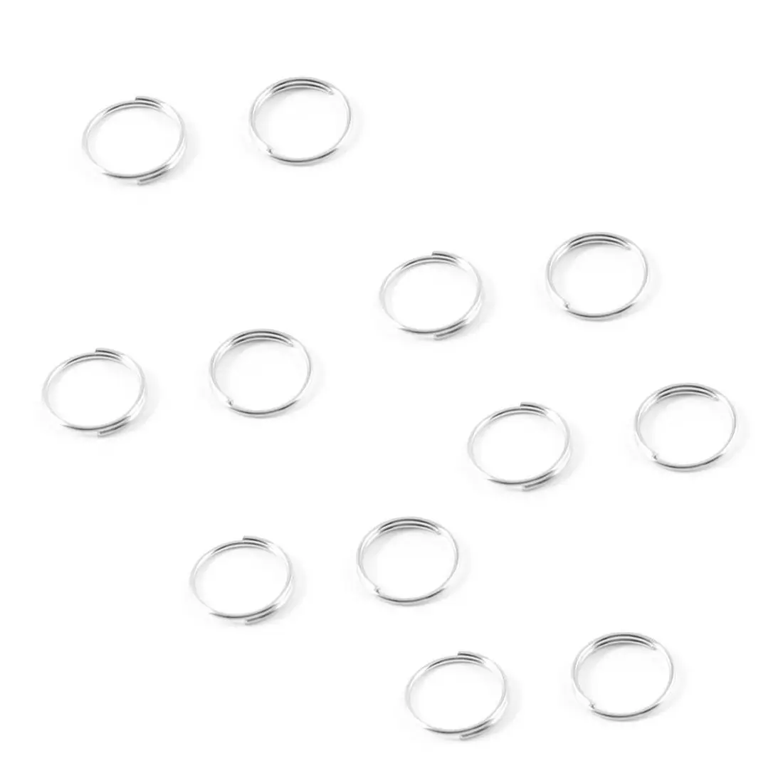 10mm Dia Silver Tone Metal Split Loop Key Rings Holders Replacement 80 Pcs