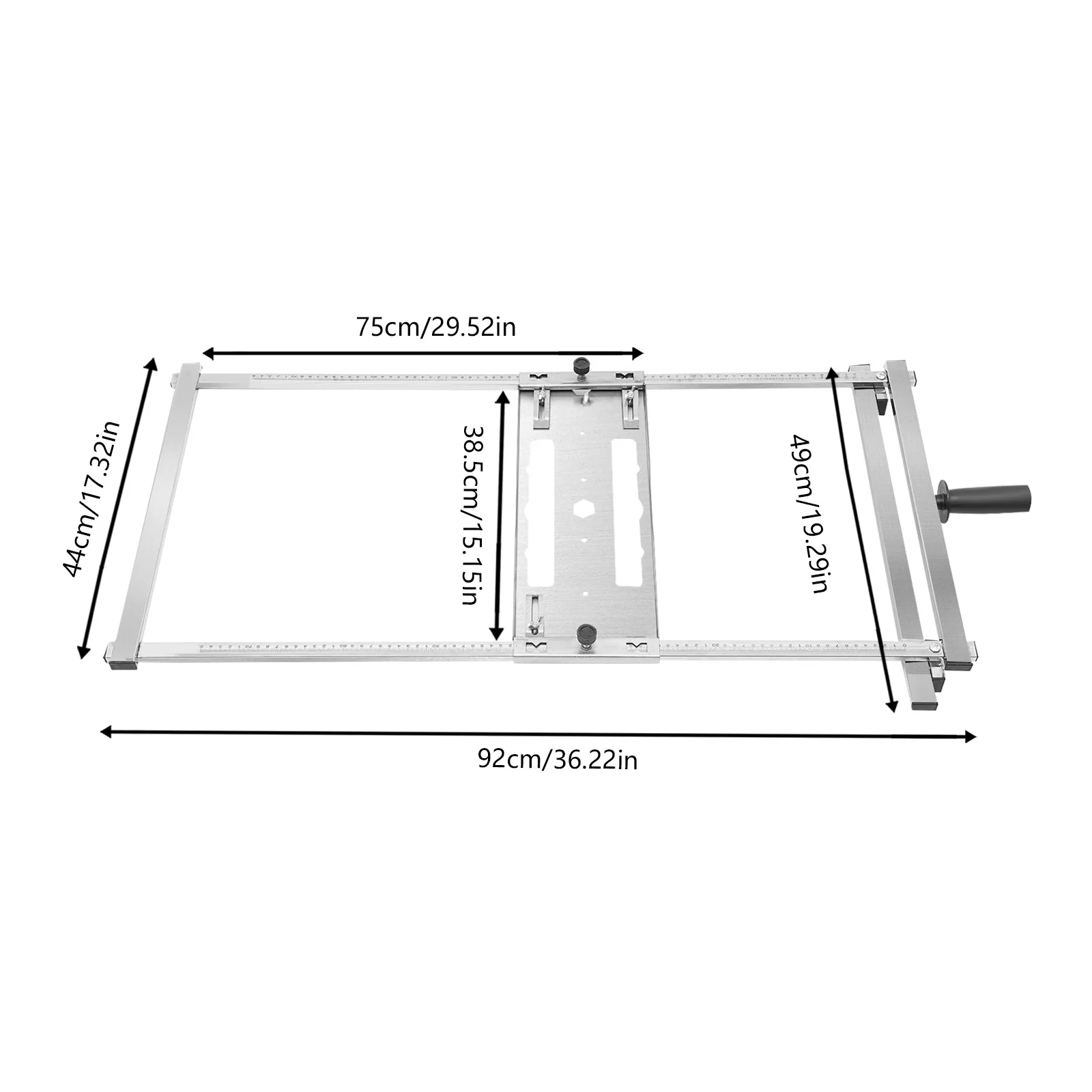 Circular Saw Guide Rail, Cutting Guide Track, Universal for 7 inch Circular Saw & Trimmer, 0-75cm Adjustable Length, 17.32in Ergonomic Handle, Stainless Steel, Smooth Push, Easy to Operate, Woodworking Cutting Tool