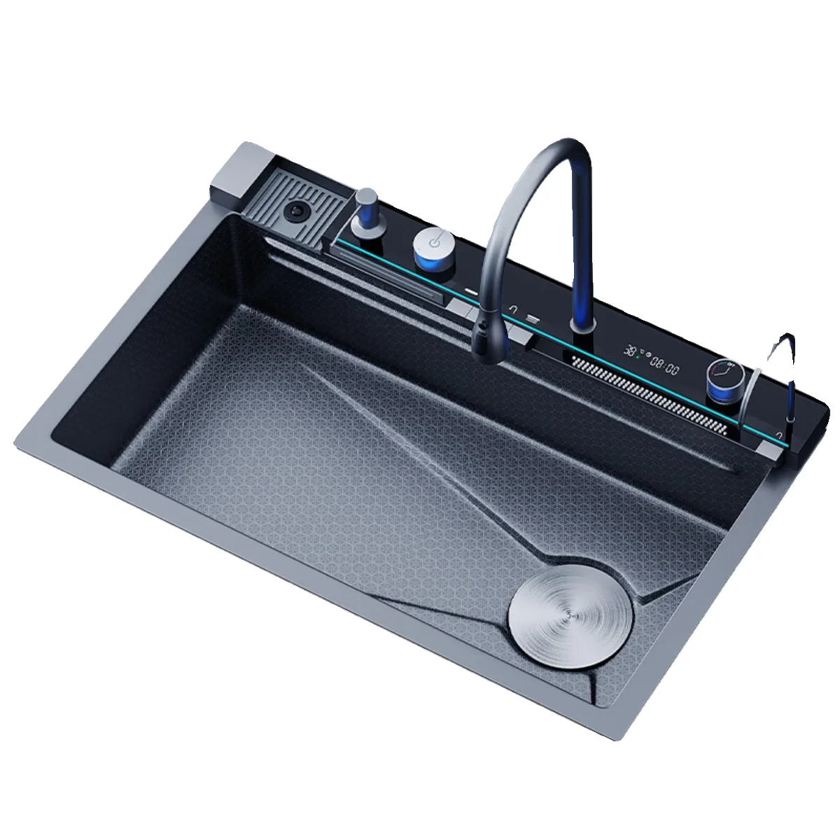 

Кухонная раковина с цифровым дисплеем и водопадом, наномедицинская одиночная раковина из нержавеющей стали, многофункциональная раковина для посудомоечной машины