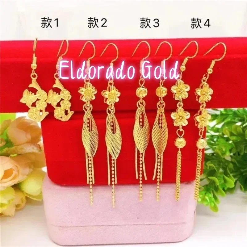 

Eldorado Gold Eldorado Eldorado Eldorado 24K Real Summer Tassel Earrings For Women's Fashion 9999 Real Earrings Flower Je