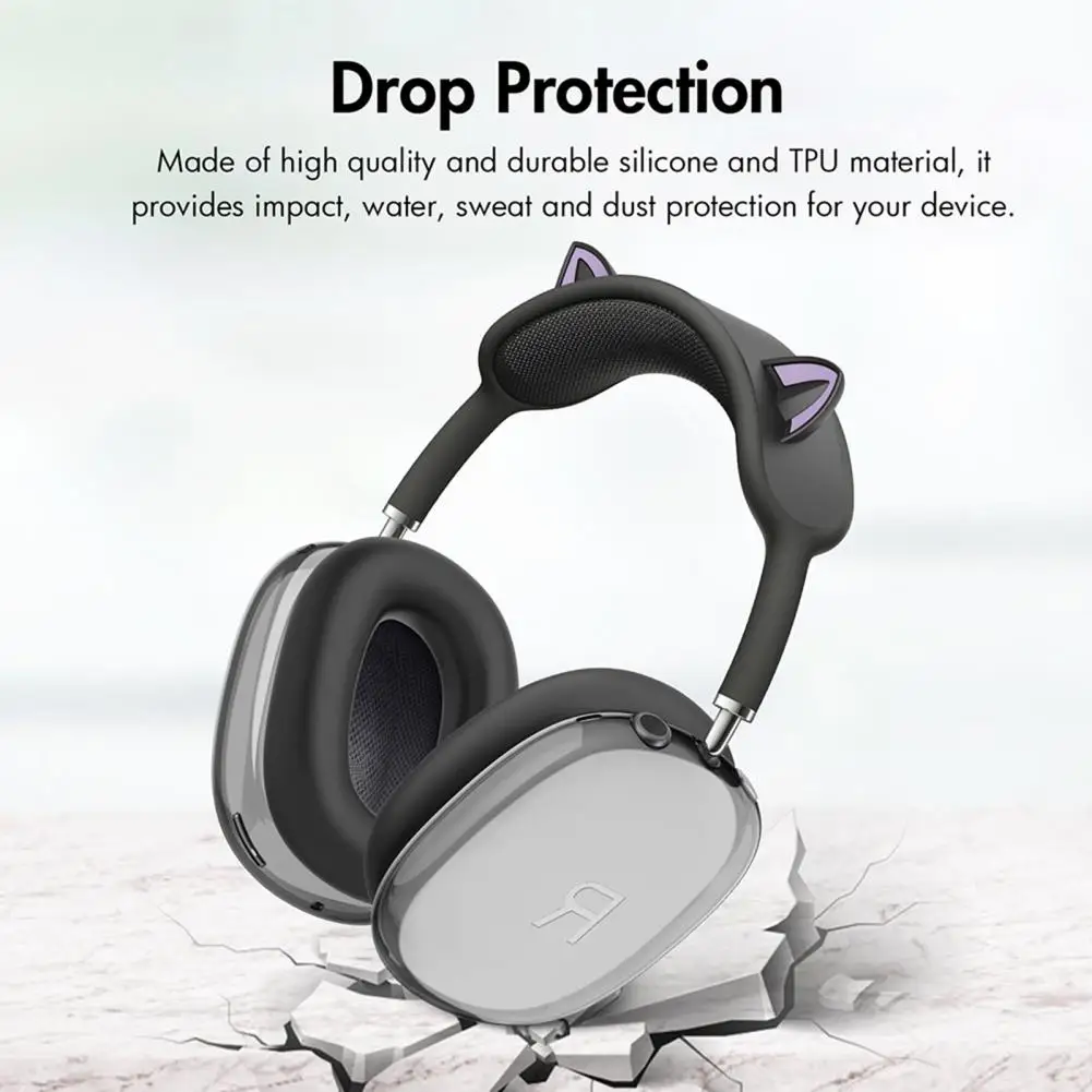 Headphone Protective Cover 360-Degree Protection Waterproof TPU Earmuff Covers Silicone Headband Protector for AirPods Max