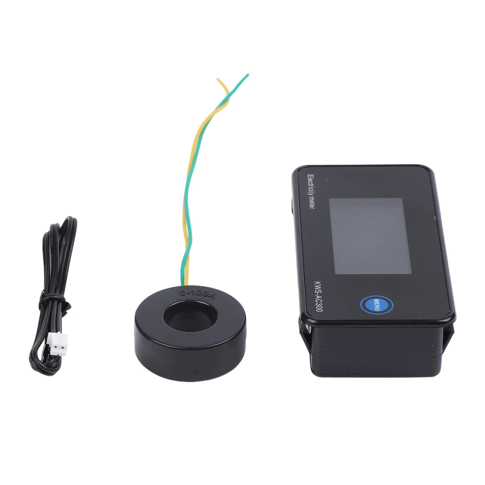 Digital AC Energy Monitor KWS-AC300-100A Voltage Current Power Meter 50-300V 0-100A 30kW LCD Display Temperature Timing Function