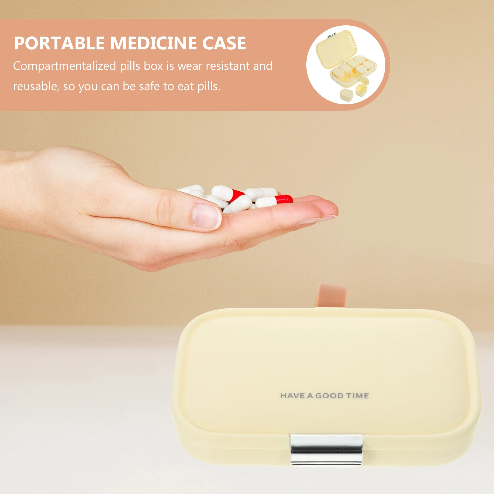 

Portable Medicine Cream White Daily Use Medicine Case Small Size Durable Plastic Pill Organizer Case Storage Holder