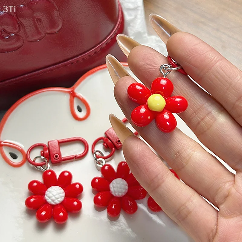 الكورية لون الحلوى زهرة المفاتيح الحلو لطيف الأزهار كيرينغ سيارة مفتاح حامل حقيبة قلادة ظهره الديكور أفضل صديق الهدايا