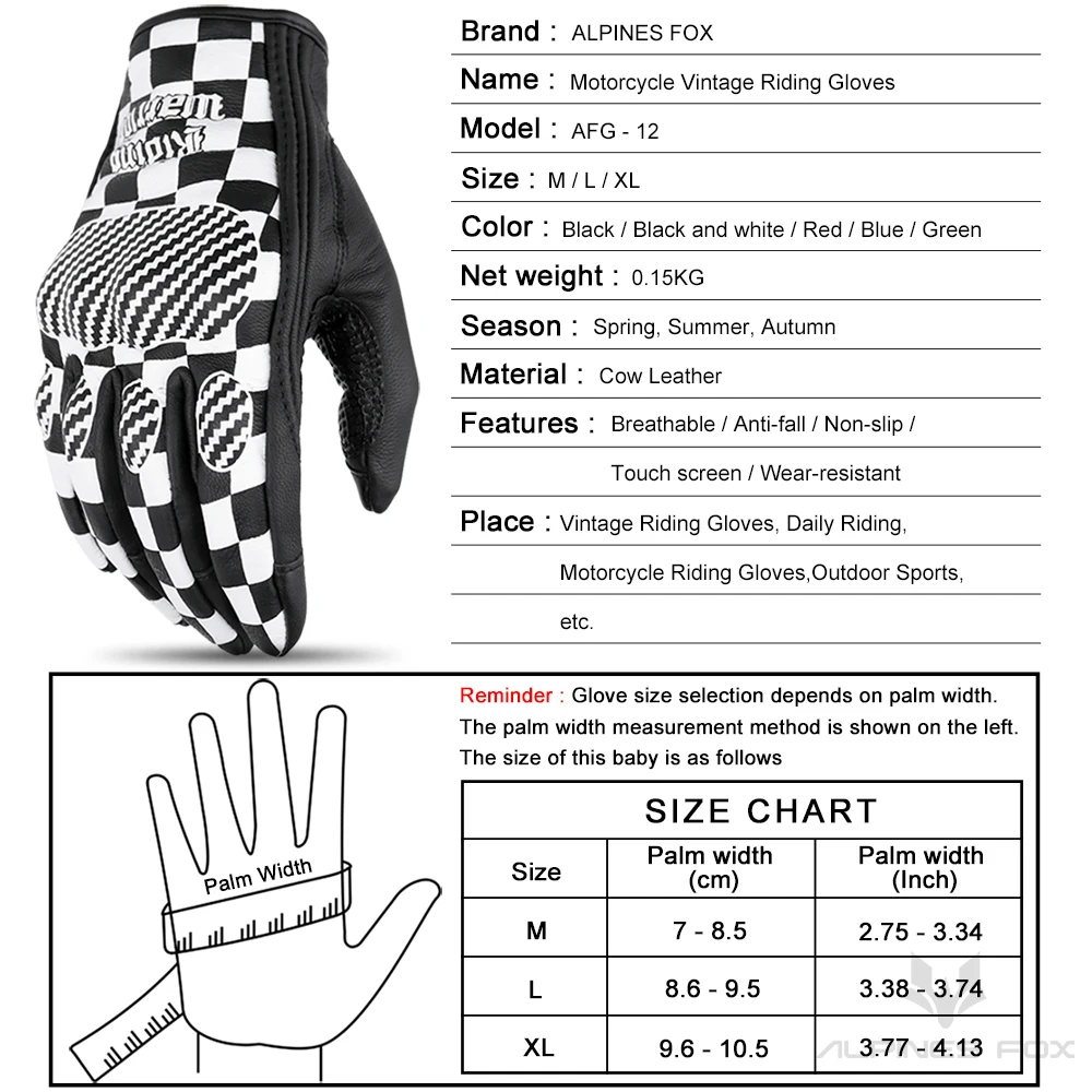 Vintage Motorcycle Gloves Genuine Leather Cafe Racer Motorbike Glove Touch Screen Retro Cow Leather Men Biker Protective Guantes