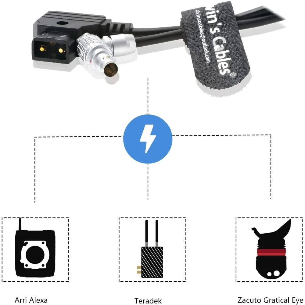 

Alvin's Cables D-Tap to 2 Pin Male Right Angle Power Cable for Teradek Bond, Teradek Bolt, SmallHD Monitor 45cm|18inches