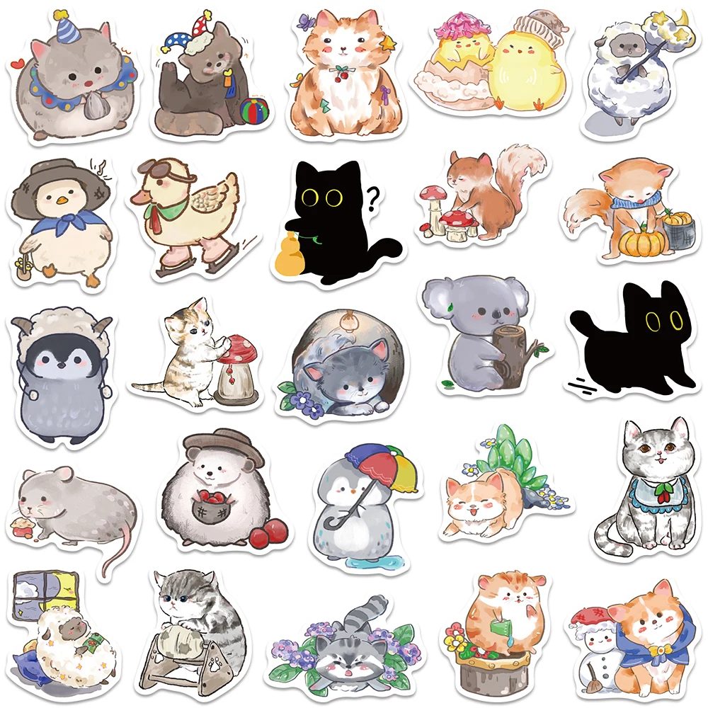 5 مجموعات ريترو لطيف الكرتون الحيوانات ملصقات لأجهزة الكمبيوتر المحمول زجاجة ماء الأمتعة دفتر الغيتار الهاتف مقاوم للماء شارات الفينيل #3