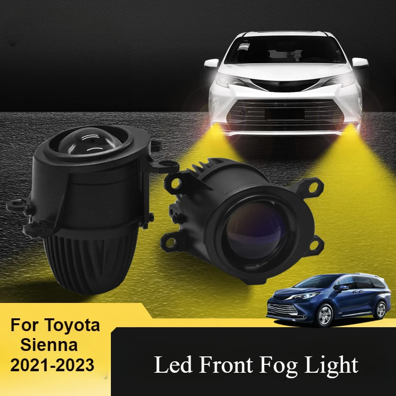 For Toyota Sienna 2021-2023 Front Fog Lights Led HD Spot Light Dual Colors Fog Lamp Daytime Running Lights Accessories