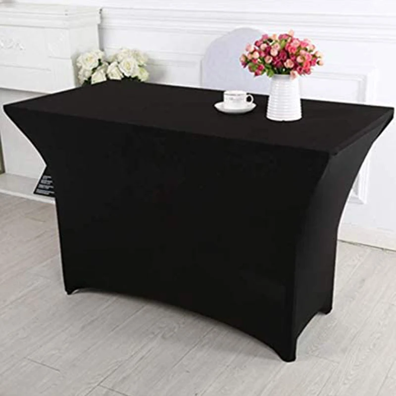 

1Pc Stretch Table Cover Outdoor Wedding Event Rectangle Elastic Tablecloth Black White Cocktail Table Home Yard Party