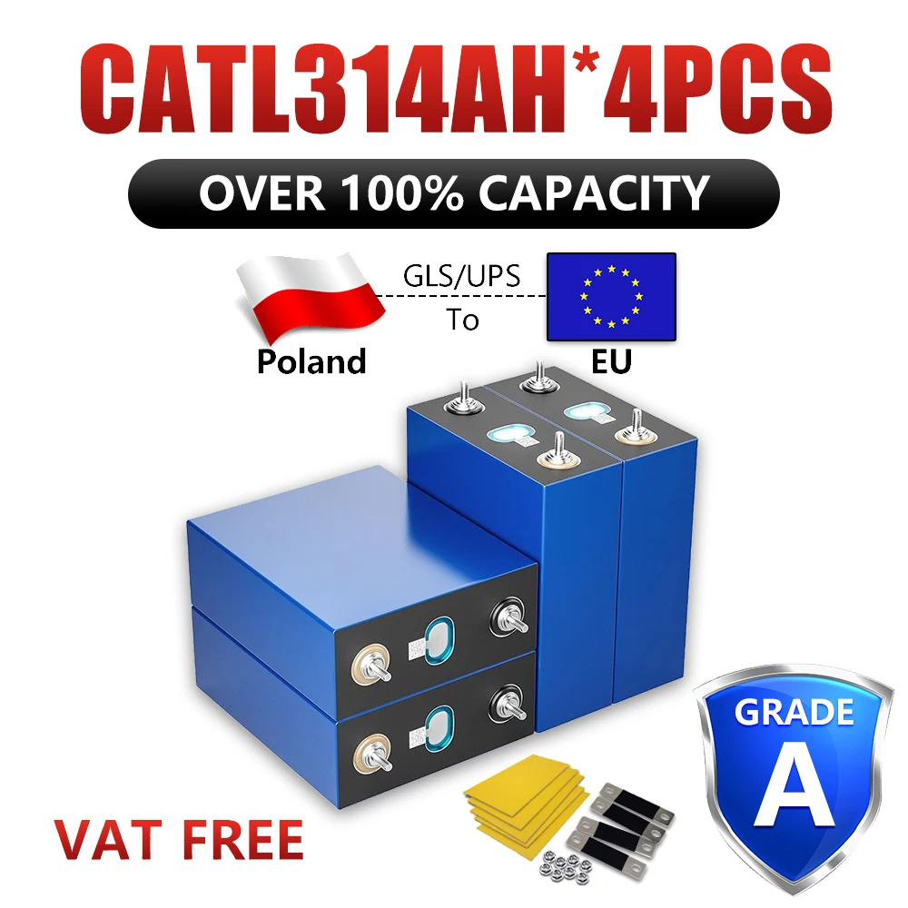 Lifepo4 batterij 3.2V 314Ah Grade A Lithiumbatterij Volledige capaciteit DIY 12V 24V 48V RV zonne-opslag oplaadbare batterij BELASTINGVRIJ