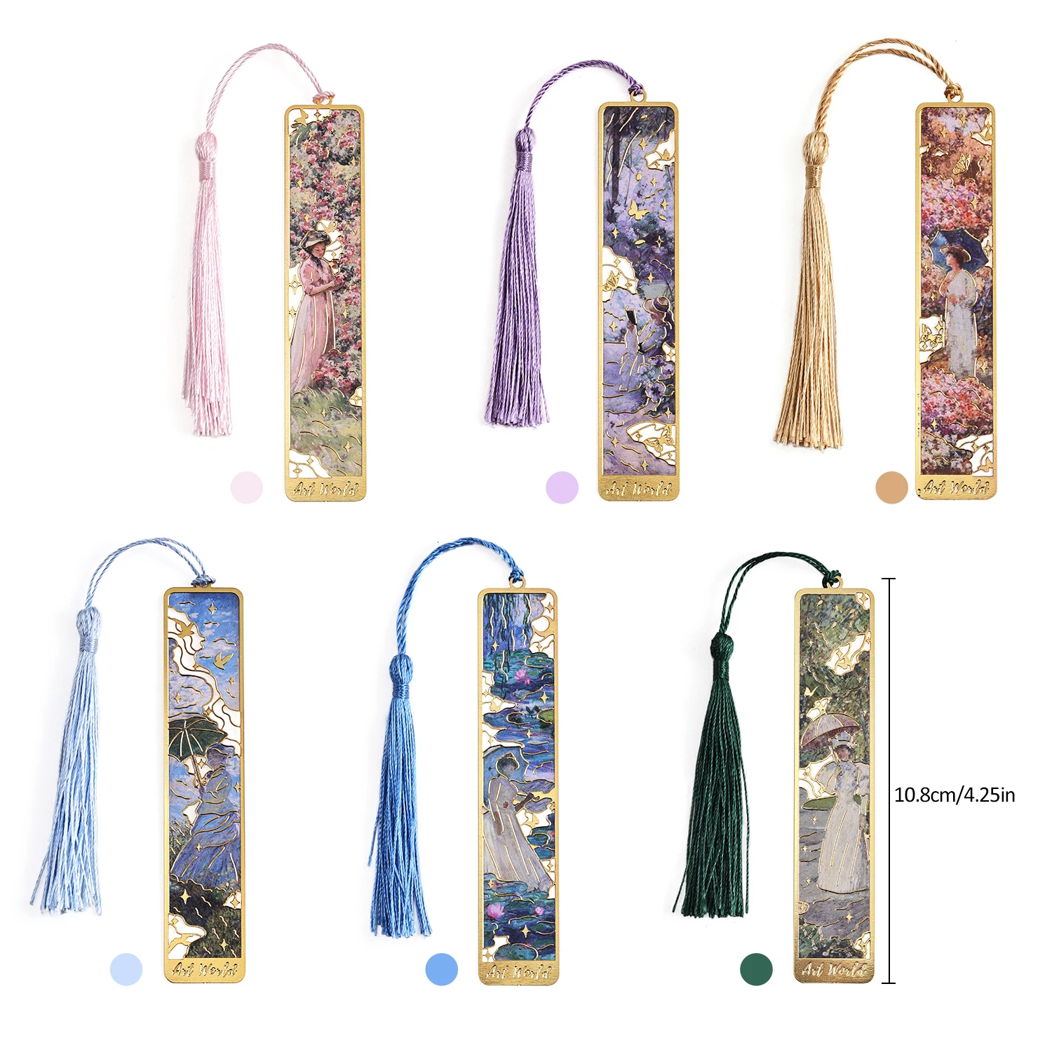 6Pcs Vintage Metal Bookmarks, Oil Painting Art Theme, Elegant Floral Maiden Design, Classic Artistic Book Markers