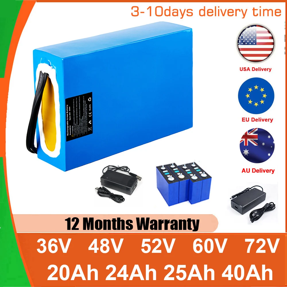 

Водонепроницаемый аккумулятор для электровелосипеда 52 В 48 В 36 В 72 В 60 В 20 Ач 40 Ач литиевый аккумулятор с BMS для 350 Вт 500 Вт 750 Вт 1000 Вт 1500 Вт 2000 Вт 3000 Вт