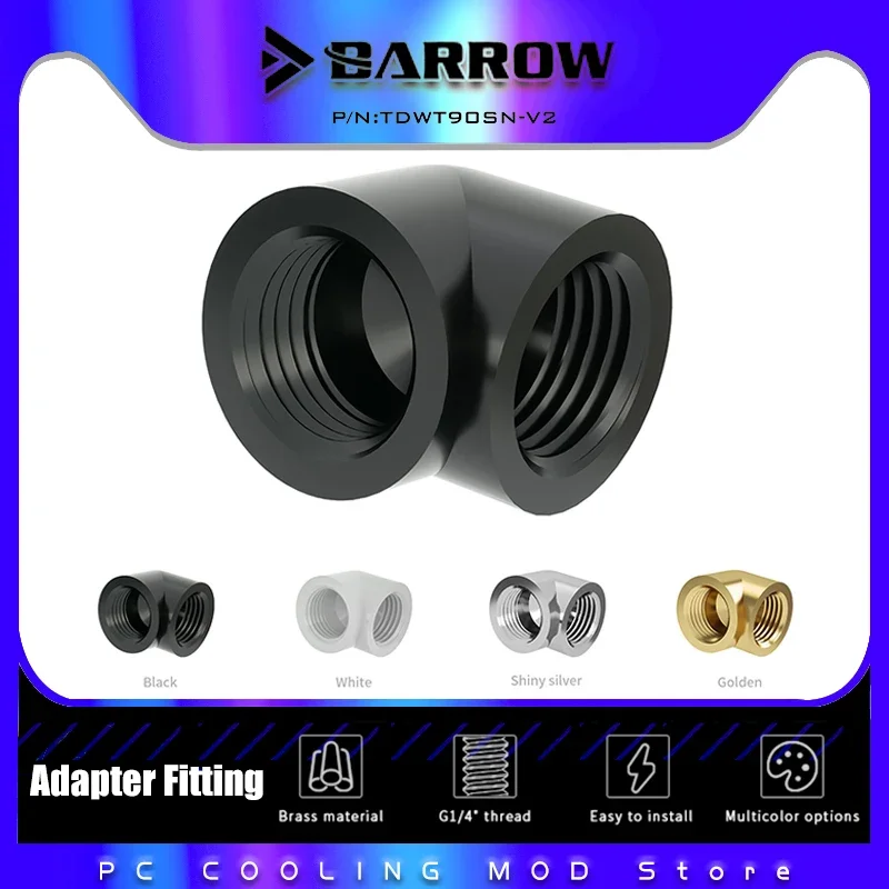 Barrow Angled Adapter Fitting 90 Degree F-F, (Female to Female) G1/4 Reversing For Computer Water Cooling, TDWT90SN-V2