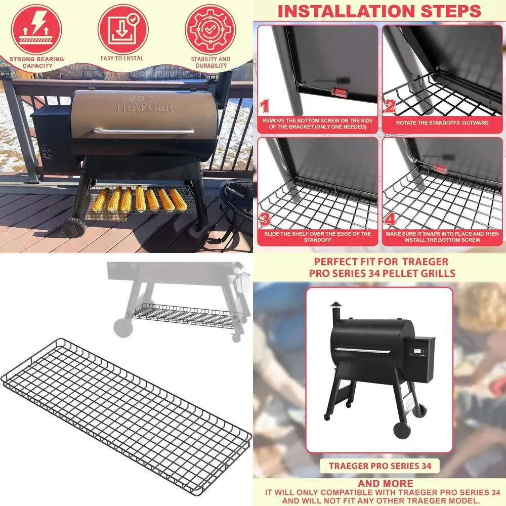 

Traeger Pro Series 34 Wood Pellet Grill Bottom Storage Shelf, Black Powder Coated Steel Accessory