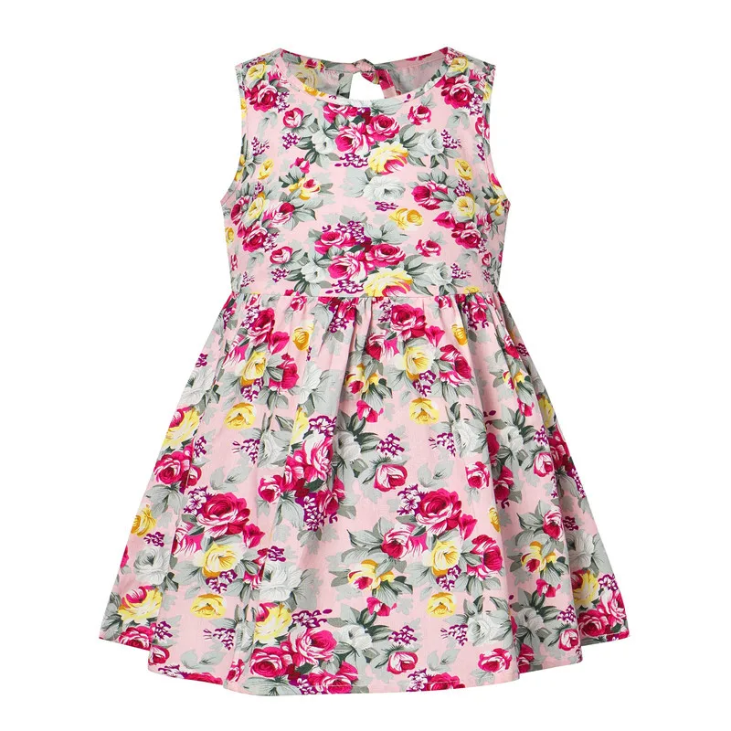 Vestido de princesa sem mangas feminino, Vestido de verão infantil, Versão coreana do bebê, Casual, flores quebradas, Colete, Primavera, Verão, 2023