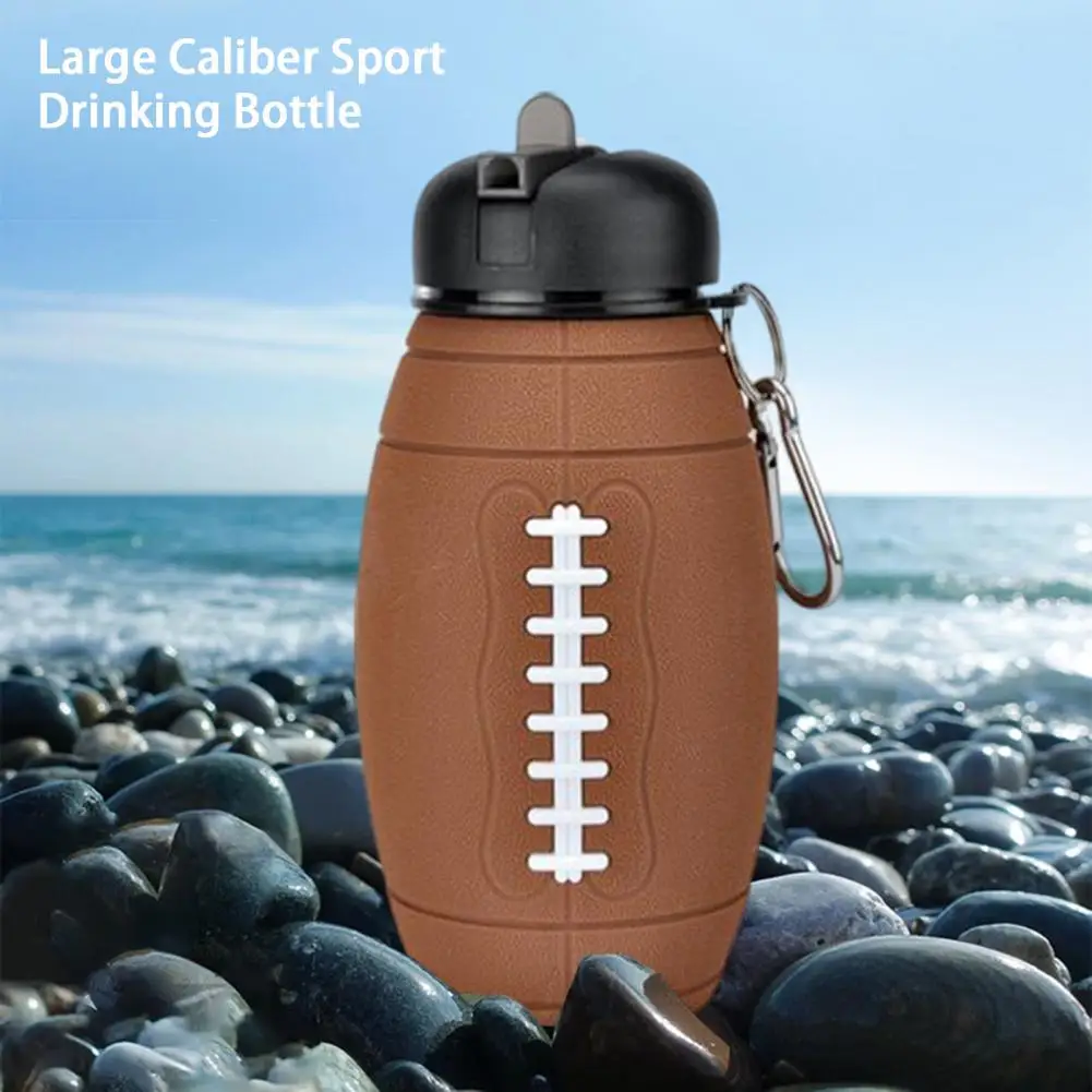 Sport Bottle  Wear-resistant Leak-proof Rugby Ball Shape  Collapsible Sports Water Bottle Outdoor Sports