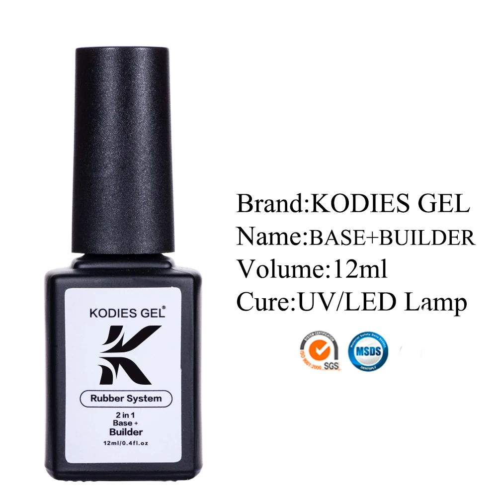 KODIES GEL Rubber Base Gel Builder Poly Nail Gel Polish for Extension 12ML Semi Permanent UV Manicure Color Base for Nails Art