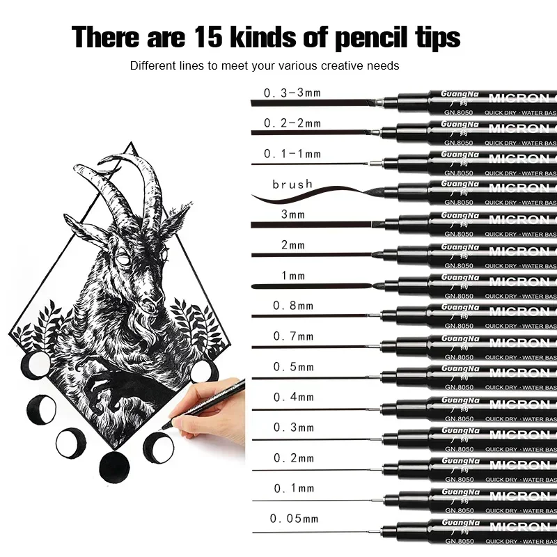 1.0 02 Hand Lettering Art Brush 03 Markers 15tip Pigment Neelde Pen 08 Liner 04 Fineliner Sketching Drawing 01 005 05