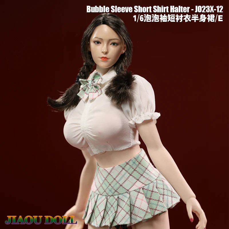

JO23X-12 1/6 Bubble Sleeve Short Shirt Pleated Skirt JK Uniform Clothes Model Fit 12'' TBL PH JIAOU Big Bust Action Figure Body