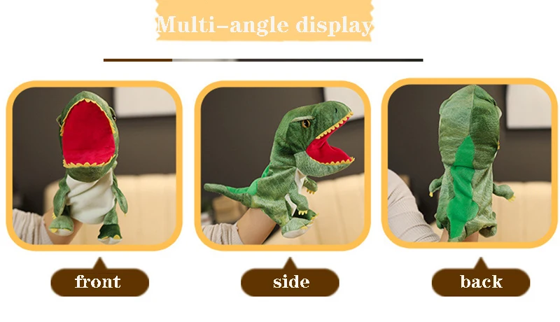 Niedliche Dinosaurier-Fingerpuppen für Kinder können ihre Münder bewegen und öffnen. Handpuppen, die Lernen, lustiges Begleitspielzeug, Geschenk – Detail 6