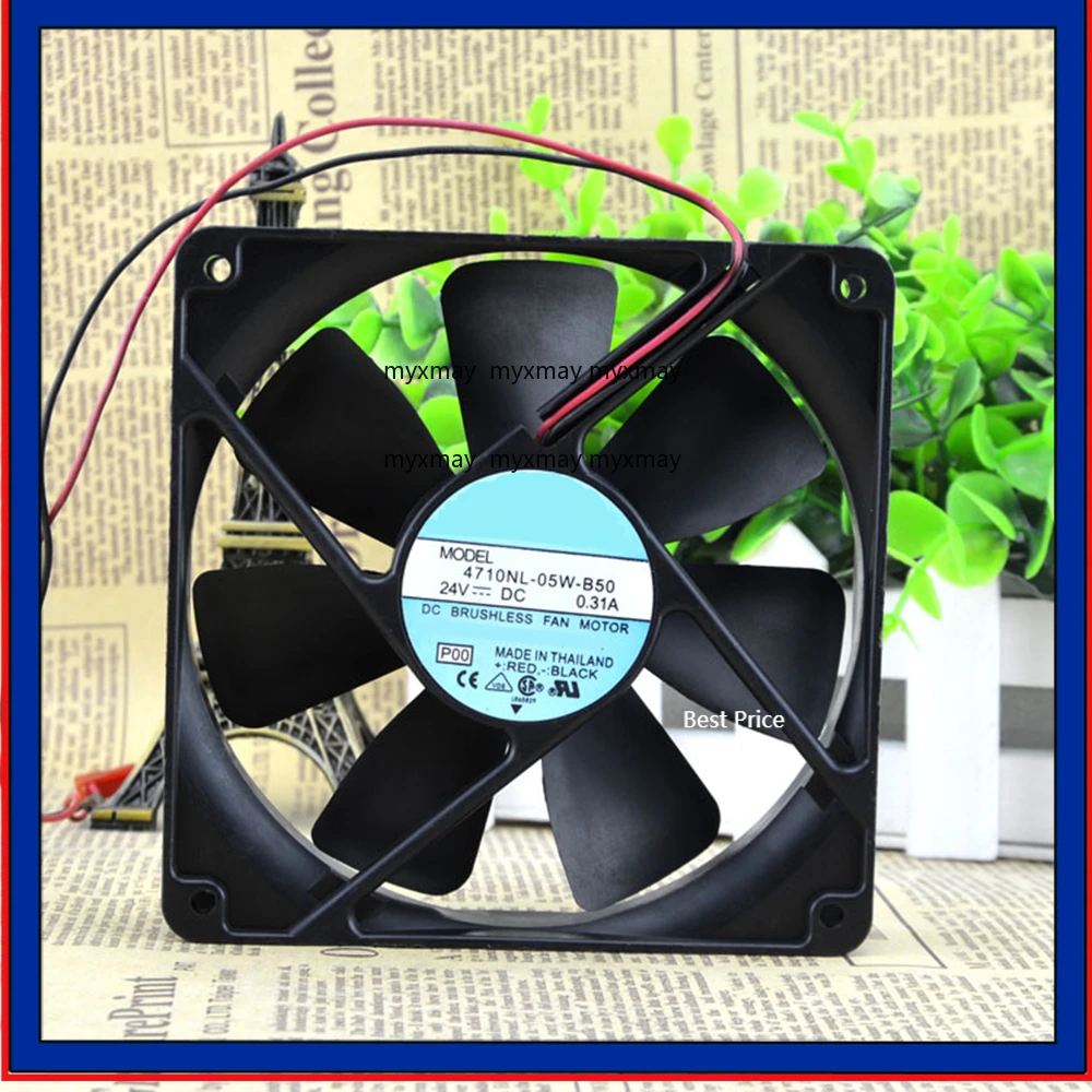 

Cooling Fan 4710NL-05W-B50 DC 24V 0.31A 12cm 12025 120X120X25MM 2-Wire