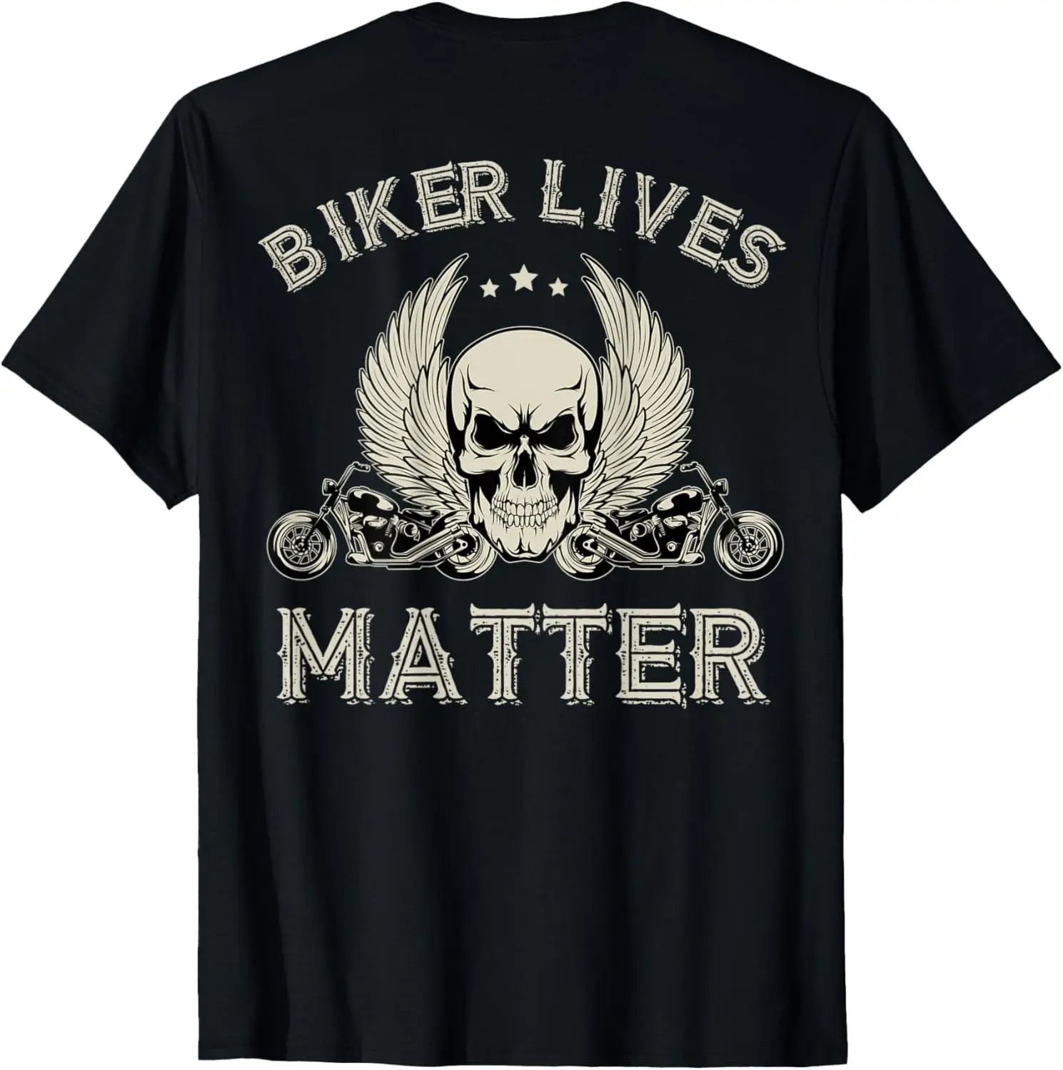 

Biker Lives Matter Motorcycle Skull Graphic on Back T-Shirt Motorcycle