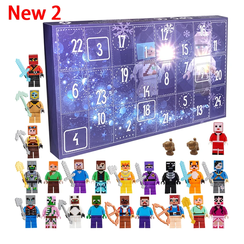 24 stks/doos Adventskalender Bouwsteen Robort Anime Figuren Mini PVC Model Poppen Kinderen Pop Kerst Halloween Speelgoed Gift