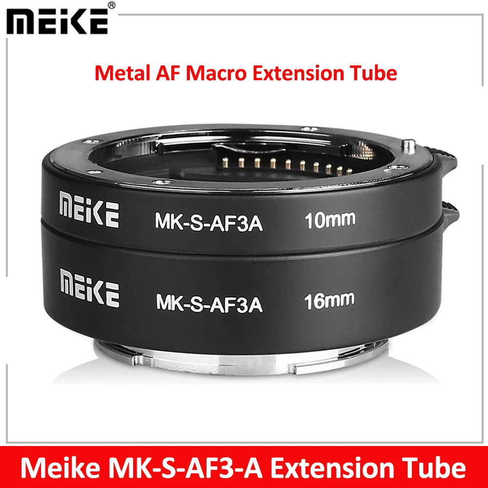 

Meike MK-S-AF3-A Metal AF Macro Extension Tube Auto Focus Adapter Ring 10mm 16mm for Sony Mirrorless A7 NEX E-Mount Camera