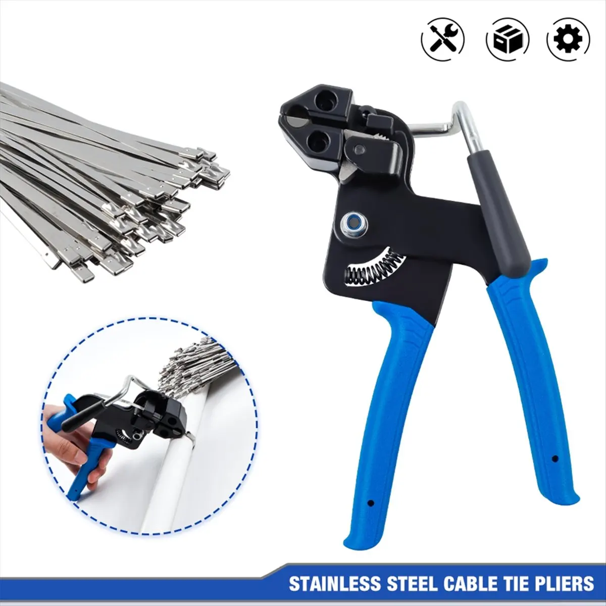 Stainless Steel Cable Tie Pliers with 150 Cable Ties Household Manual Cable Tie Pliers Cutting and Bundling Tools