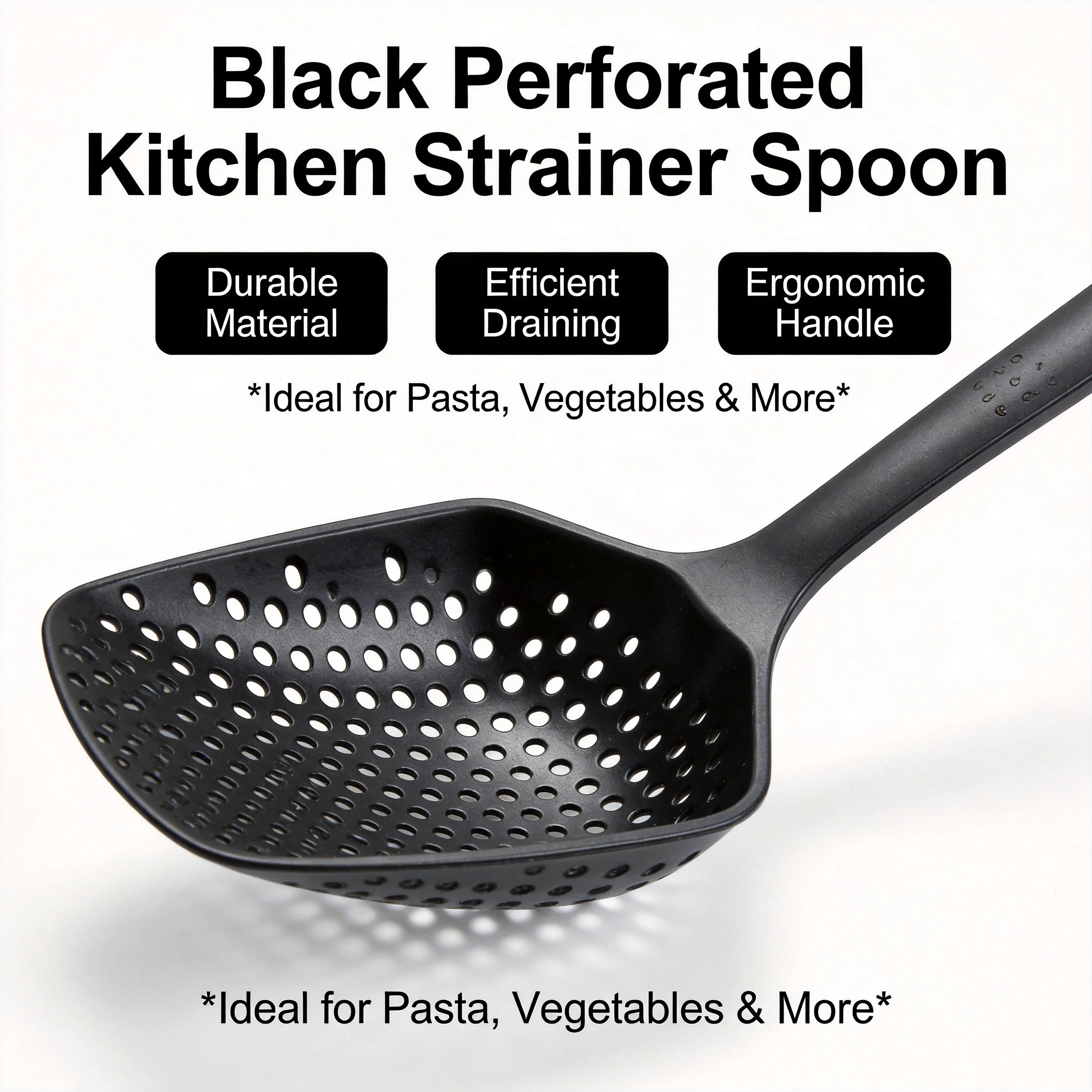 Nylon Slotted Skimmer – Scoop Colander Kitchen Strainer, Food Drain Shovel with Handle for Kitchen Cooking, Baking, Frying,