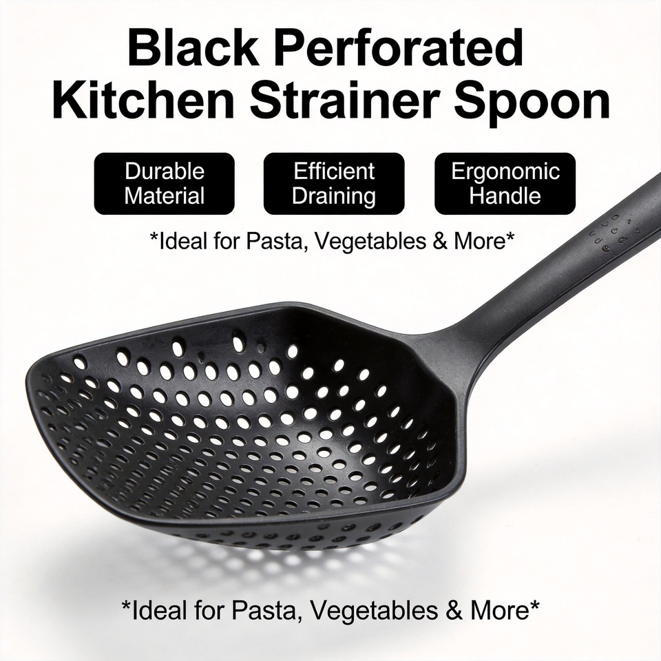  Nylon Slotted Skimmer – Scoop Colander Kitchen Strainer, Food Drain Shovel with Handle for Kitchen Cooking, Baking, Frying, 