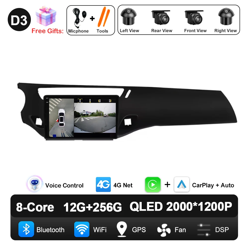 QLED Scherm Android Auto Carplay Voor Citroen C3 DS3 2010-2016 Autoradio Video Multimedia Speler WiFi GPS Navigatie DSP Stereo