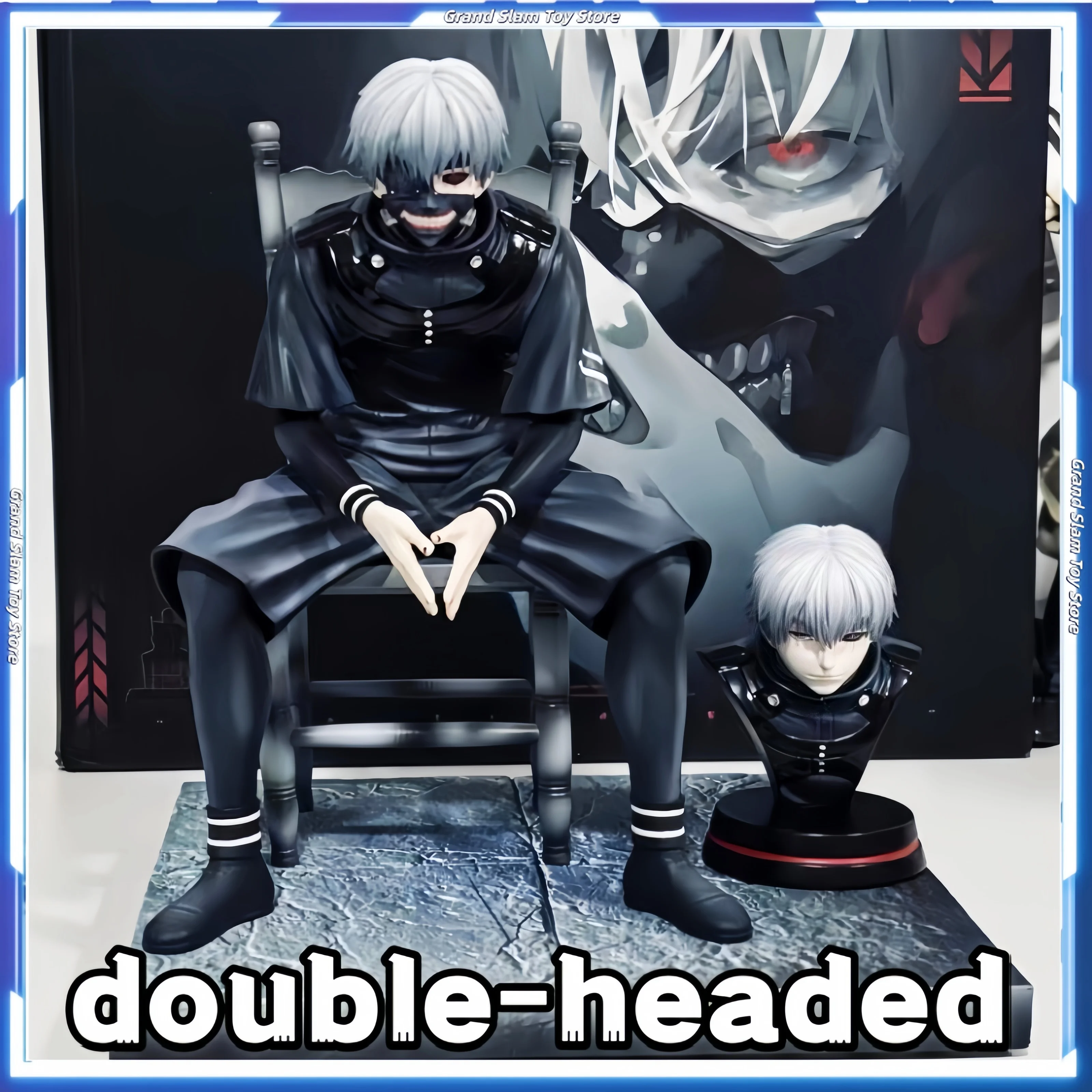 재고 있음 카네키 켄 피규어 구울 애니메이션 피규어 앉은 자세 2개의 머리 팔 PVC 조각 장식품 컬렉션 모델 선물 장난감