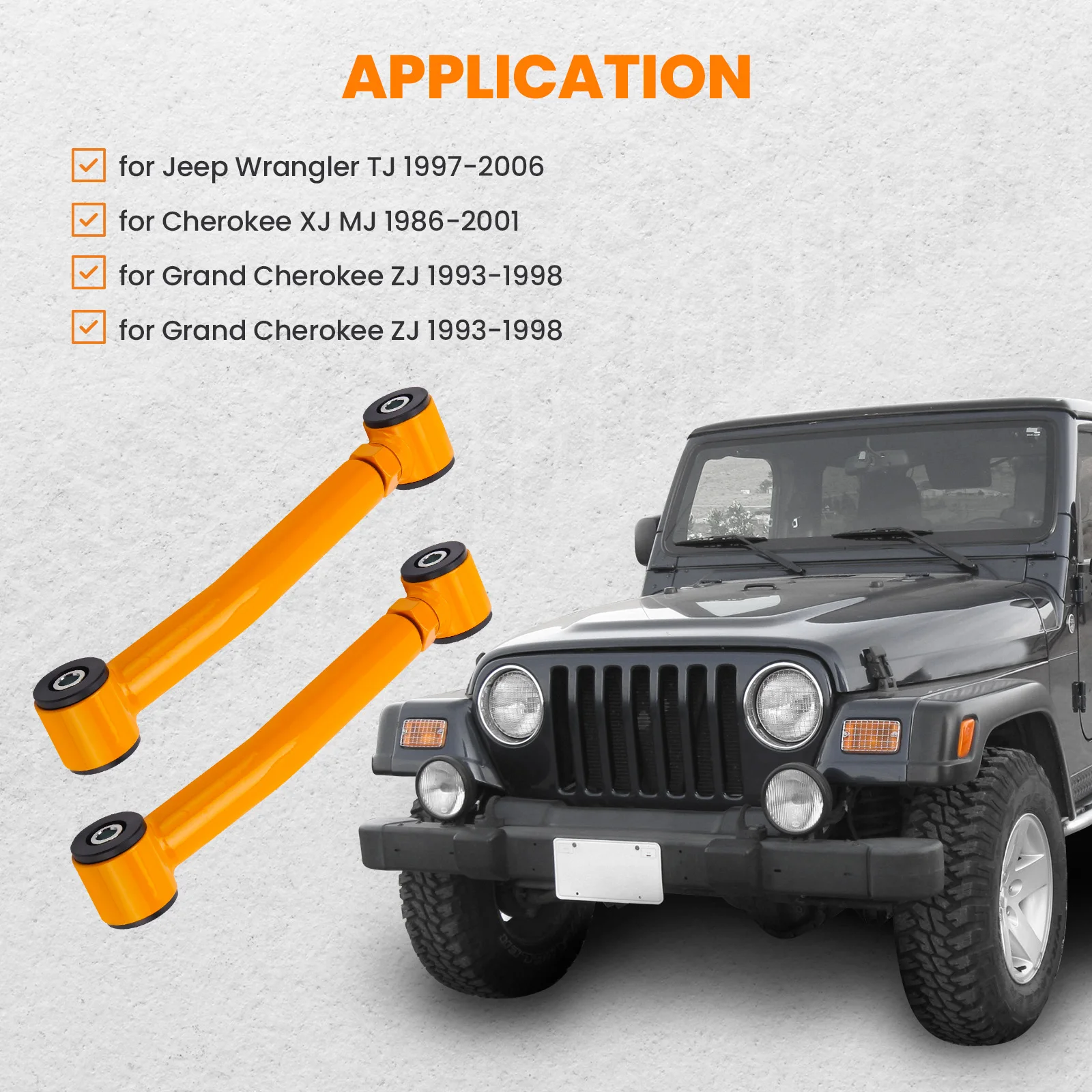 2 Pcs Front Lower Adjustable Control Arms For Jeep Wrangler TJ 1997-06 Cherokee Front  For Jeep Wrangler Grand Cherokee WJ