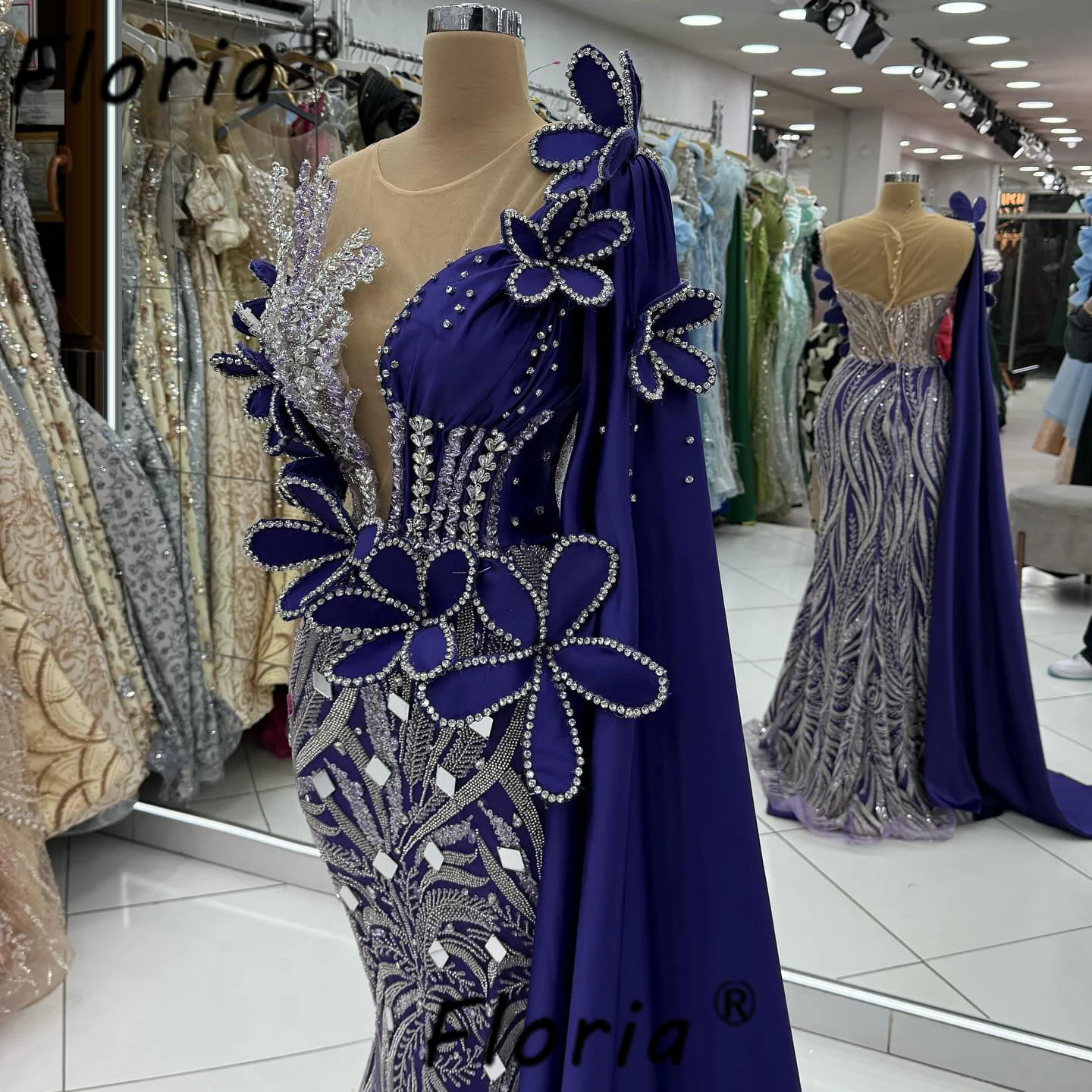 Ciemnoniebieskie sukienki na imprezę w stylu syreny, zdobione koralikami, długie, luksusowe suknie wieczorowe, sukienki dla gości weselnych 2025, eleganckie sukienki na imprezę dla kobiet.