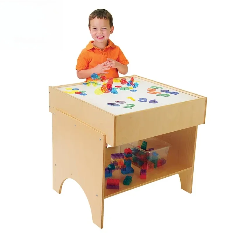 Toddler Child Size Light Emitting Diode Table with Storage Light Emitting Diode Light Box Preschool Kindergarten Nursery