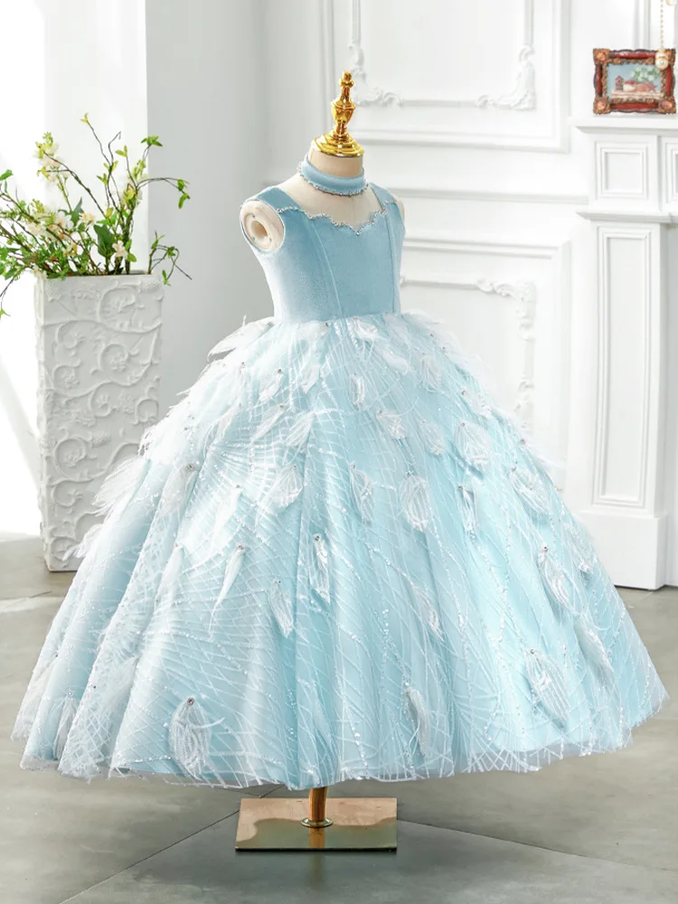 Customized Ball Gown Baby Flower Girl Dresses Beads Princess Prom Party Children Gowns Formal Occasion