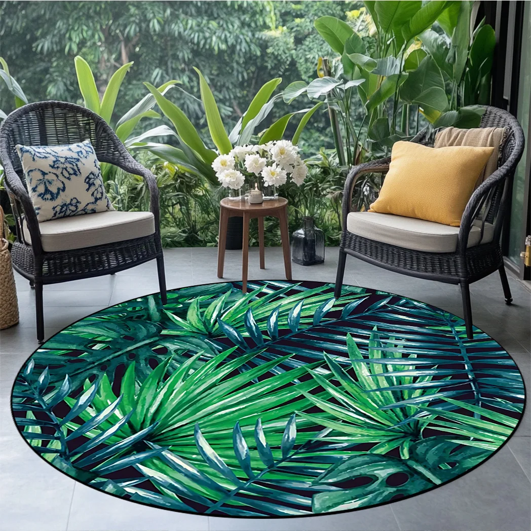 

Цельный ковер с тропическим лесом и рисунком, круглый моющийся нескользящий коврик для гостиной, спальни, кухни, украшения