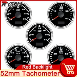 52mm Tachometer LCD Display Tach Hour Counter Meter For Diesel Motor Engine Boat 3000 4000 6000 7000 8000 RPM Meter customized