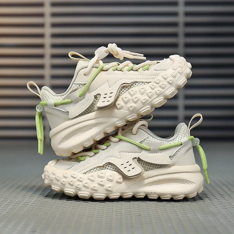 Board Shoes Kids Sneakers Thick Sole Shock Absorption Leather Running Shoes Boys Girls Trainers Sports Casual Children Footwear
