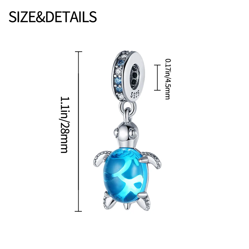 Charms Hot Sale 925 Silver Ocean Series Blue Turtle Crab Charms Beads Fit Original Pandora Women Bracelets Bangles Jewelry Gifts