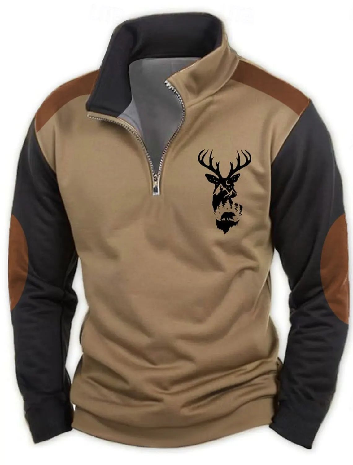 

Men's Zip Sweatshirt Reindeer Printed Christmas Daily Holiday Streetwear Casual Fall Winter Clothing Apparel Hoodies Sweatshirts
