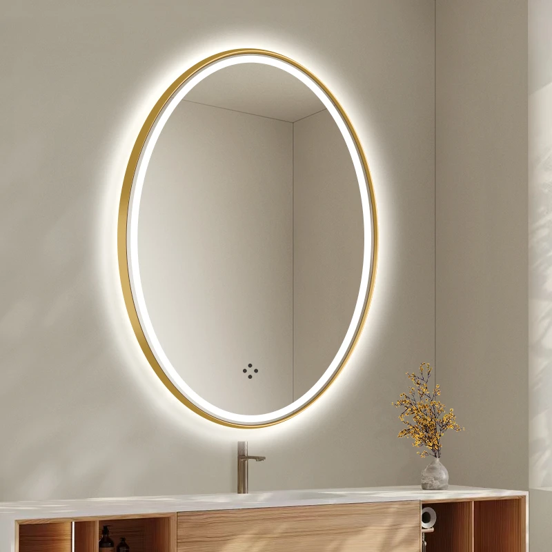 Oval Mirror Wall-mounted Smart Led Light Decorative Bathroom Lamp Vanity Wall-mounted Espejos Adhesivo De Pared Bathroom Mirror