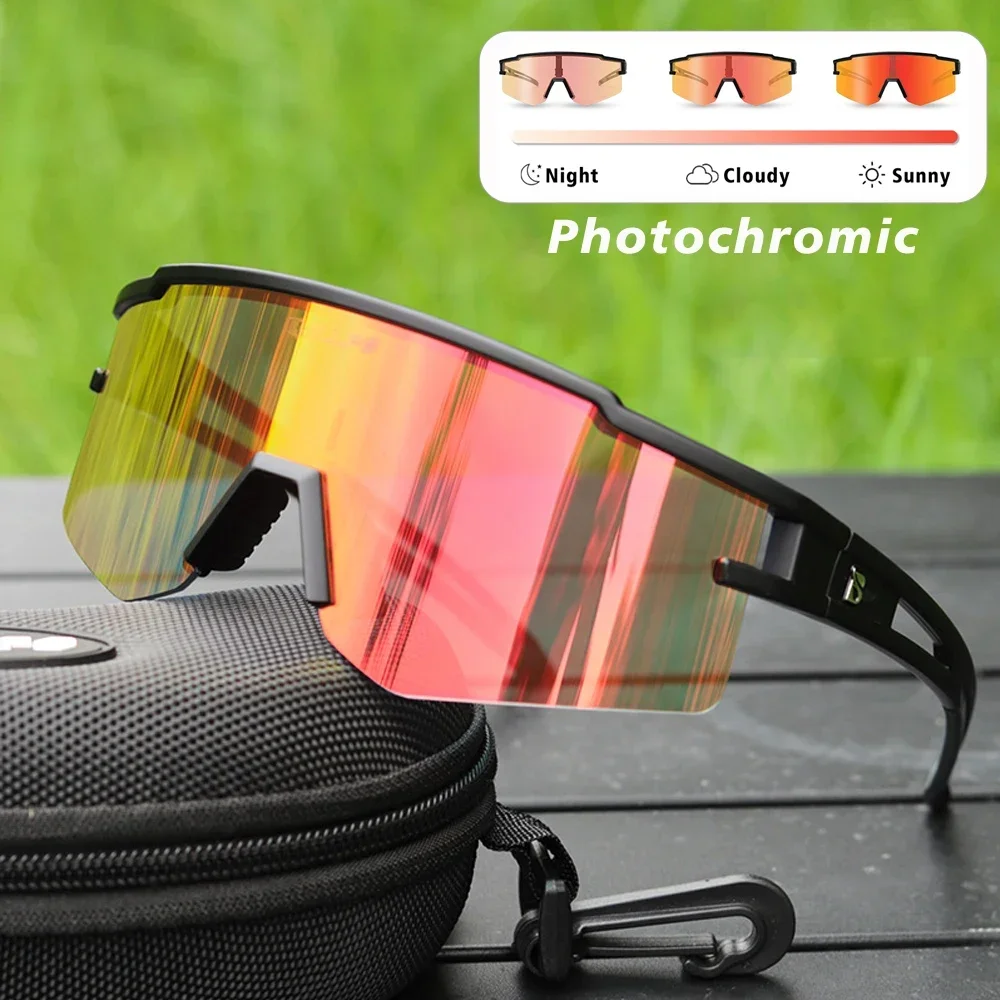 

Polarized Cycling Sunglasses for Men Women All-Weather UV Protection Photochromic TR90 OTG Bike Glasses Ideal for Trail Riding