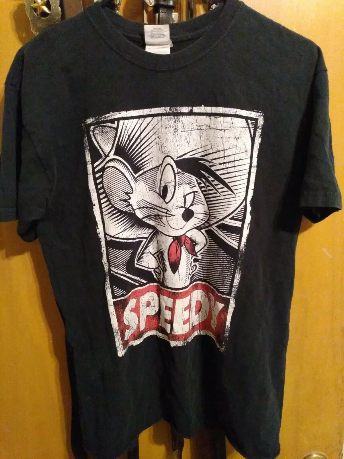 VTG SPEEDY GONZALEZ MED 21 X 27 SS BLK TSHIRT COTTON big print cartoon TT