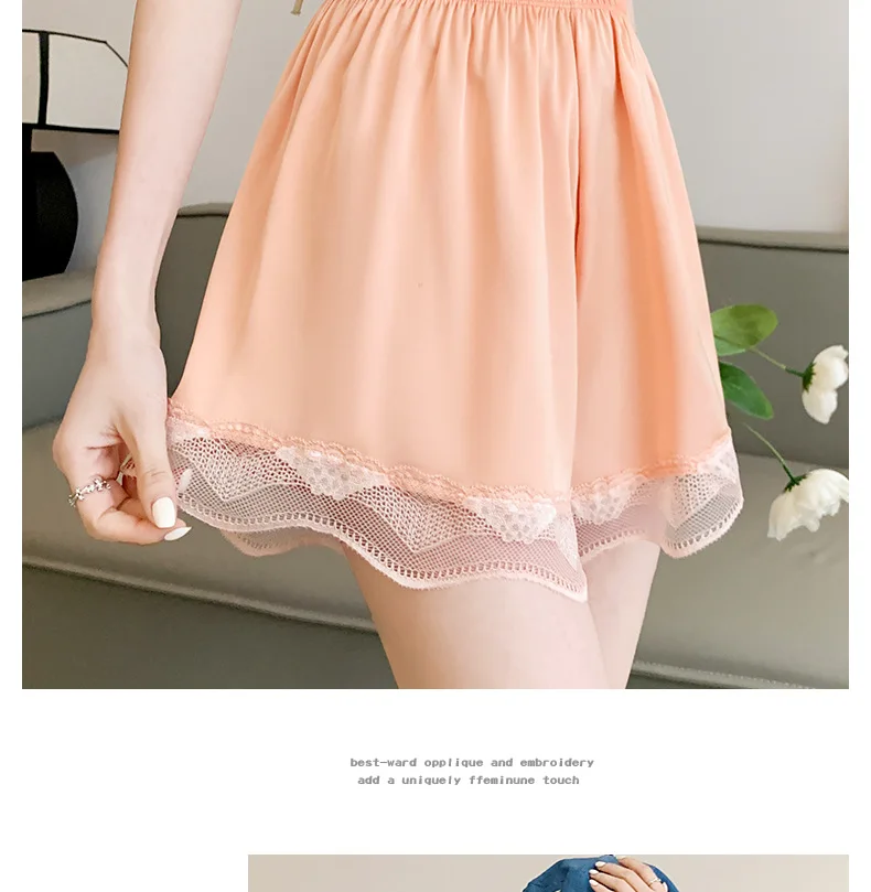 ผู้หญิงกางเกงขาสั้นลูกไม้ชุดชั้นในกางเกงเอวสูงภายใต้กระโปรง Cotto กางเกงไม่มีรอยต่อ Casual Breathable กางเกงขี่จักรยาน