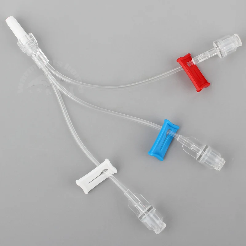 1pcs/5pcs/10pcs Needle Free IV Extension Set 3-Way IV Extension Line with Slide Clamps Veterinary Supplies