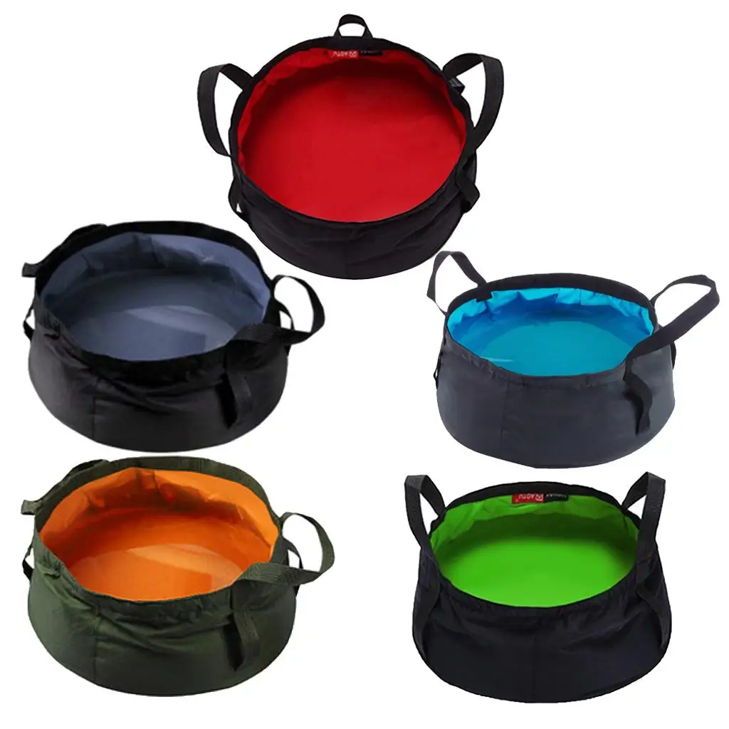 Folding Basin Bucket Container Nylon Collapsible Water Bag Portable Camping Gear for Outdoor Fishing Hiking Beach