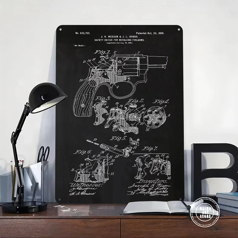 4 Smith and Wesson Hammer Printed Poster Customized Retro Wall Art Vintage Metal Tin Signs for Home Decorations Custom Plate